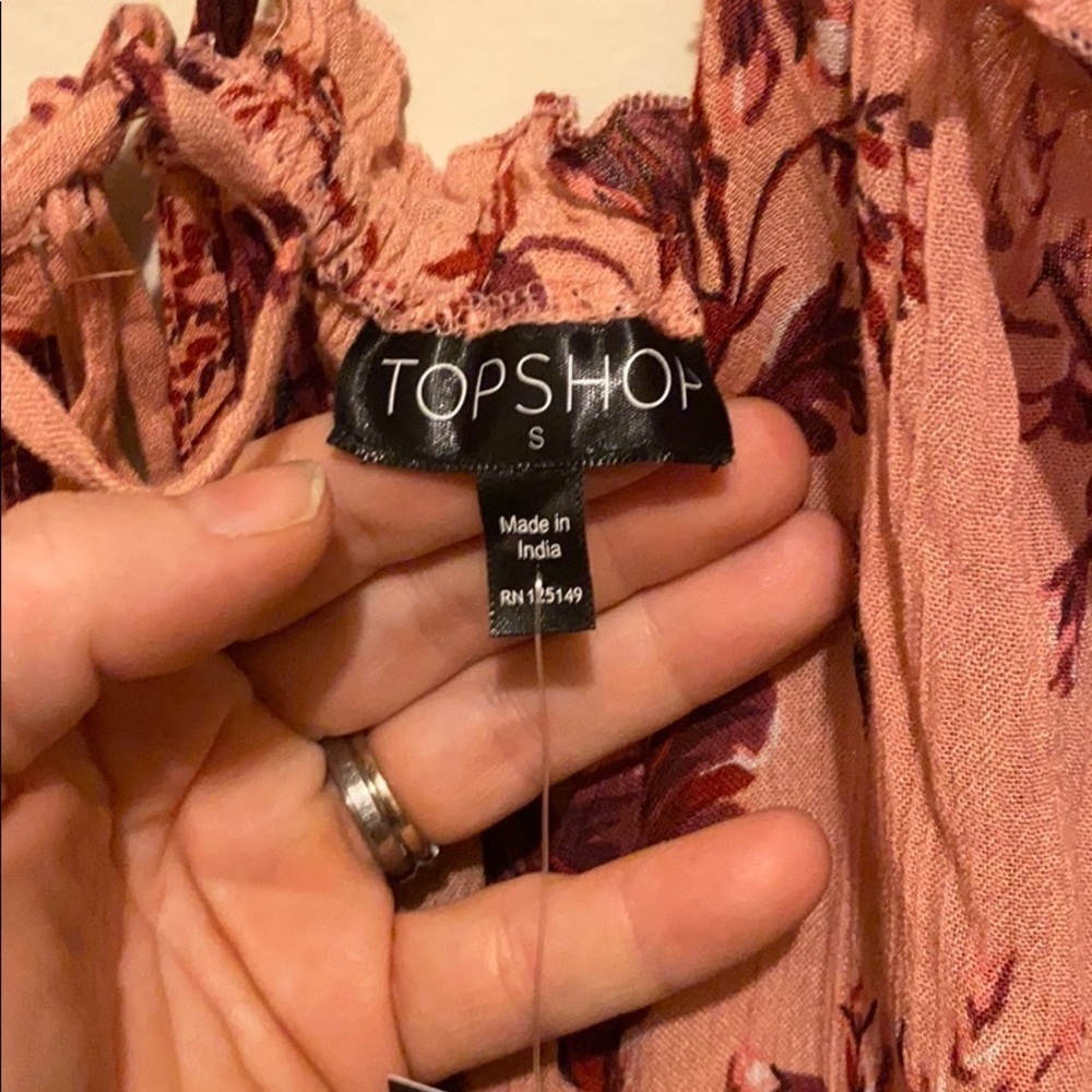 Top shop NWT pink romper with burgundy leaves S - Picture 3 of 5